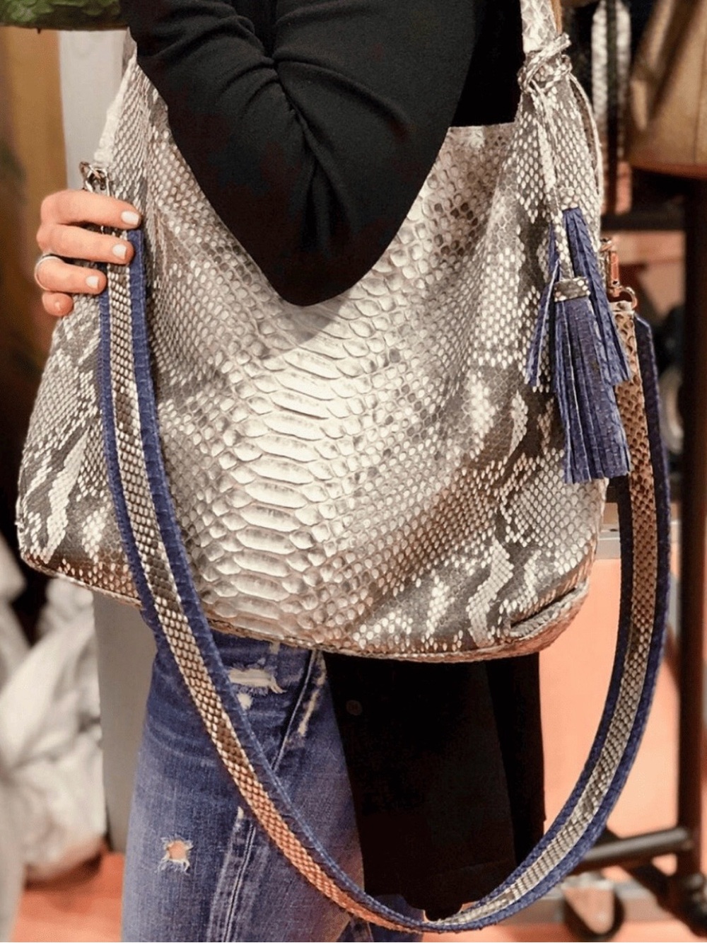 $1,195 J. Markell Luxury Genuine Python Two Way Crossbody Shoulder Bag - Mia